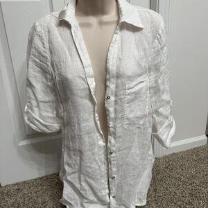 Classic White Linen Button-Up Shirt - Men
